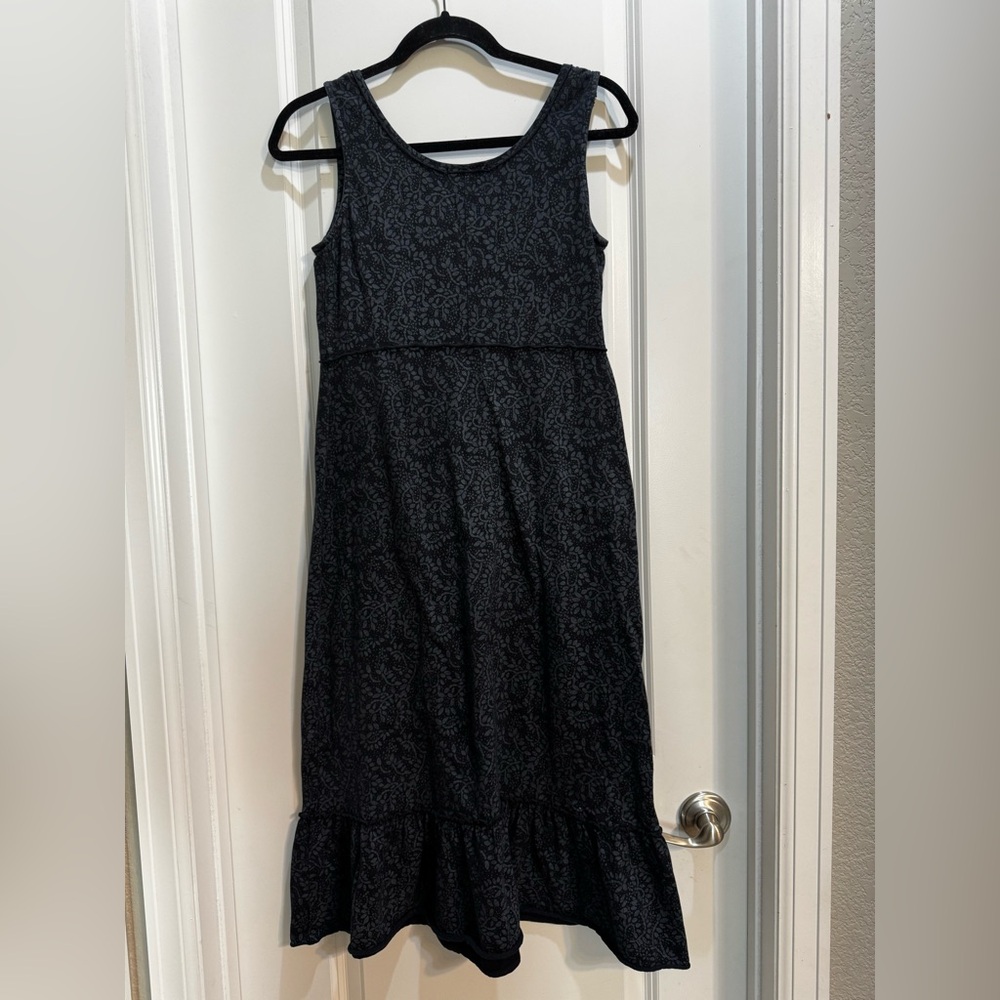 Fresh Produce Black Floral Sleeveless Dress Small Armpit To Armpit18” Length 44” - Picture 7 of 7